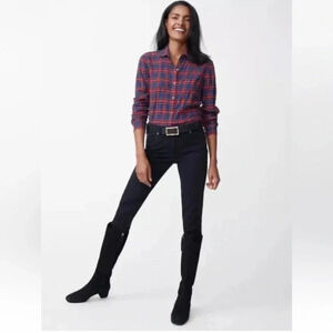 J. McLaughlin Crinkled Plaid Button Down Lois Shirt Blouse Top Pink Blue in sz M